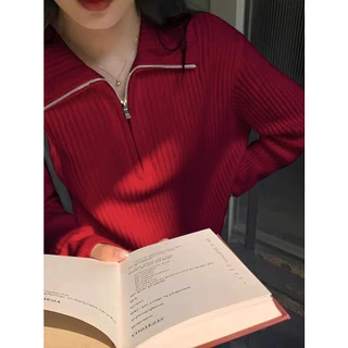 Gakki เสื้อสเวตเตอร์ถักทรงหลวมแขนยาวกันหนาวผู้หญิง ผ้านิ่มใส่สบาย ฟรีไซส์ พร้อมส่ง 1685#