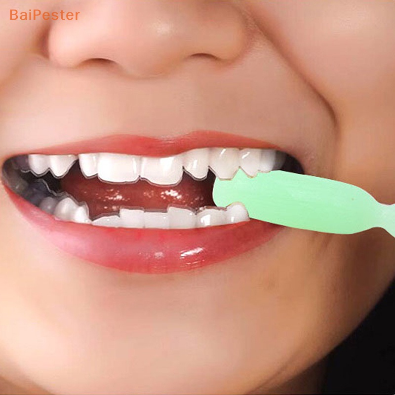[BaiPester] อุปกรณ์ฟันปลอมซิลิโคน แบบซ่อนได้ สําหรับกัดฟัน 2 ชิ้น