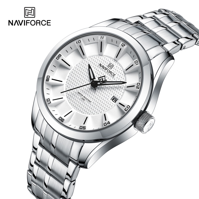 Naviforce 8032 นาฬิกาข้อมือควอตซ์แฟชั่น สายแสตนเลส กันน้ํา สําหรับบุรุษ
