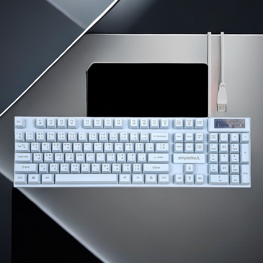 ช์กดเสียงดังคีย์แคปสีสวย USB Gaming Keyboard Mechanical คีย์บอร์ด แป้นพิมพ์มีไฟ แป้นพิมพ์เกมมิ่ง