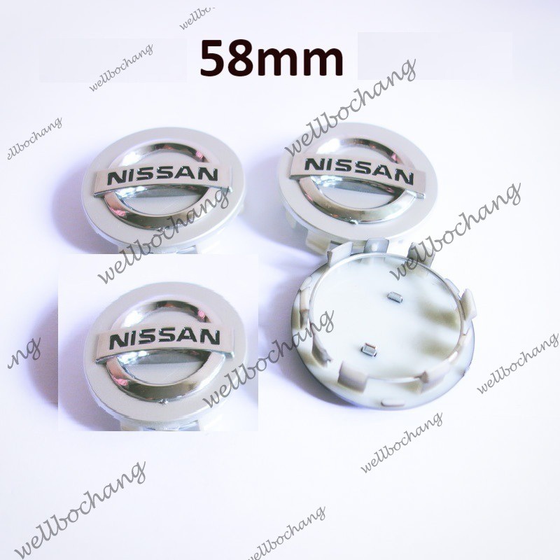 4 ชิ้น 58 มม.Nissan ล้อ Hub Rims ฝาครอบศูนย์ล้อสําหรับ Nissan Almera X-Trail Navara NP300 Grand livi