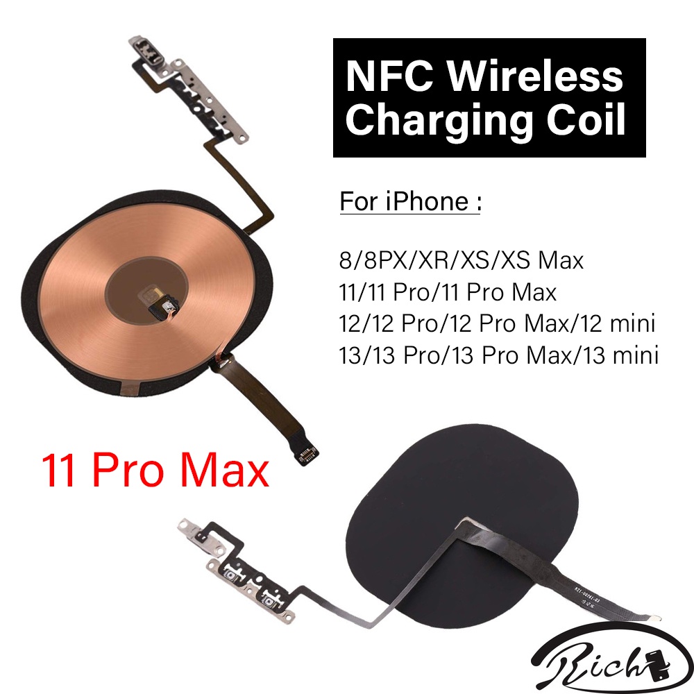 ชิปคอยล์ชาร์จไร้สาย NFC สําหรับ iPhone X XR XS 11 12 13 mini Pro Max 1 ชิ้น