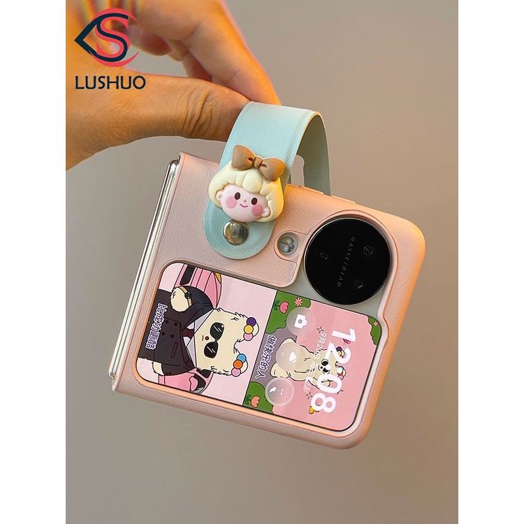 Lushuo เคสโทรศัพท์มือถือหนัง ฝาพับ ลายเด็กผู้หญิง 3D พร้อมสายคล้องมือ สําหรับ OPPO Find n3 N2 Find N2 n3 findn2 3