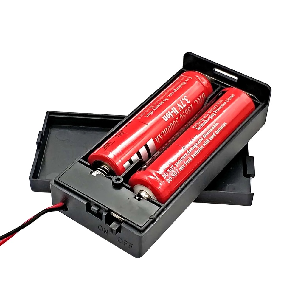 ใหม่ กล่องเก็บแบตเตอรี่ 18650 3.7V พร้อมสวิตช์เปิด ปิด 2 ช่อง สําหรับแบตเตอรี่ 18650 2 ชิ้น