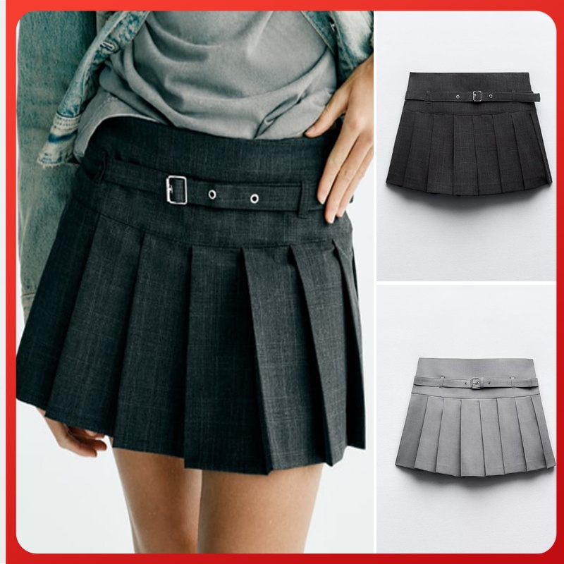 Zara 23 ฤดูใบไม้ร่วงใหม่สไตล์กลางเอวกว้างจีบกระโปรงมินิกางเกงขาสั้นสไตล์ซับแฟชั่น4391506 3067518