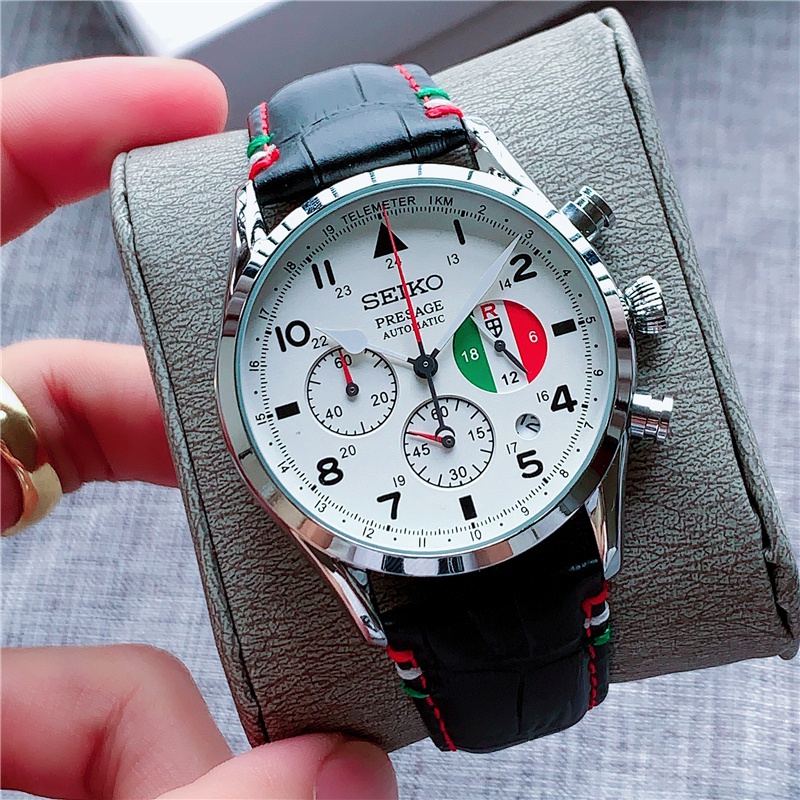 พร้อมส่ง SEIKO PRESAGE 6-pin Chronograph Porco Rosso Limited Edition นาฬิกาข้อมือแฟชั่น มัลติฟังก์ชั่น สําหรับผู้ชาย