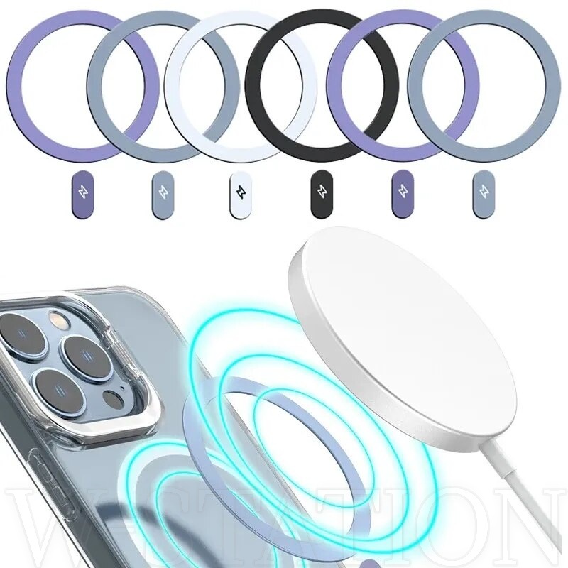 สติกเกอร์แหวนโลหะ แม่เหล็กไร้สาย เข้าได้กับ iPhone 15 14 13 Magsafe