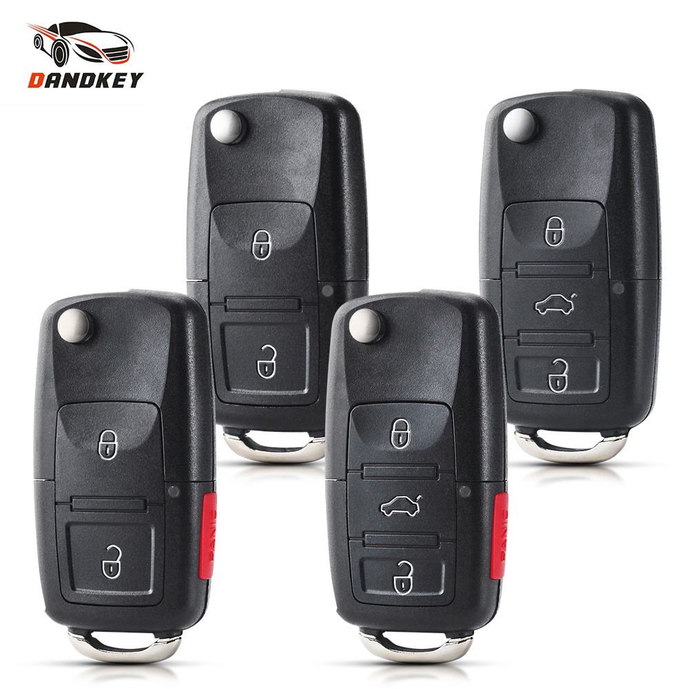 กุญแจรถยนต์ แบบพับได้ พร้อมรีโมตคอนโทรล สําหรับ Volkswagen Polo Passat B5 B6 Tiguan Golf 4 Skoda 5 seater