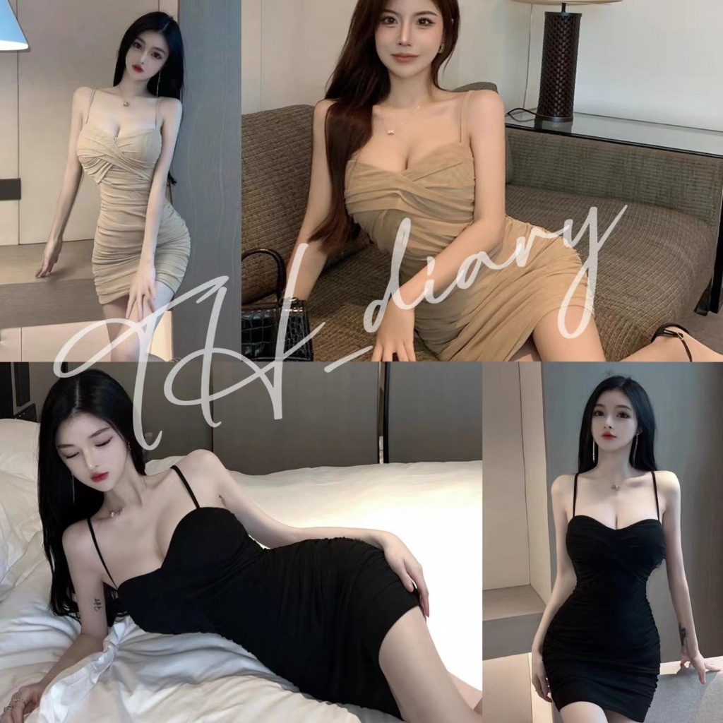(จัดส่งจากกรุงเทพฯ) ฤดูร้อน เซ็กซี่ ผู้หญิงสุดฮิต แขนกุด, สลิง มินิเดรส