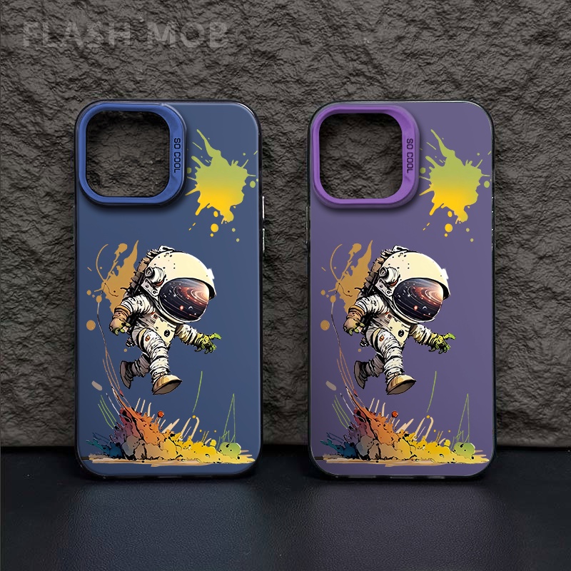 ใช้ได้กับ iPhone Apple XR เคสโทรศัพท์ 15/16/17Promax Xsmax 14Promax นักบินอวกาศเที่ยวบิน 7/8plus 11Promax ปกอ่อนสีเงิน IMD - รูปที่ 2