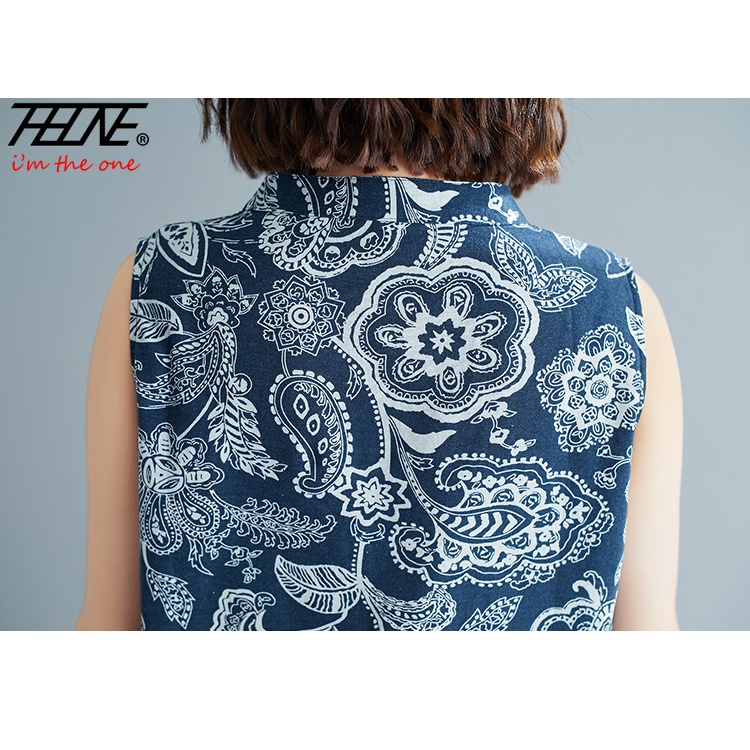 ชุดเดรสกี่เพ้า ผ้าฝ้าย และผ้าลินิน แขนกุด พิมพ์ลายดอกไม้ สไตล์เกาหลี และอินเดีย แบบดั้งเดิม สําหรับผู้หญิง - รูปที่ 5