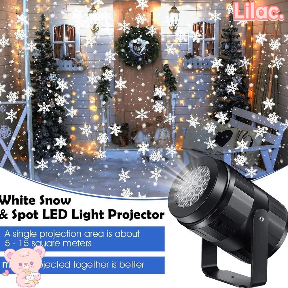 Lilac โคมไฟโปรเจคเตอร์ ฉายเกล็ดหิมะ หมุนได้ ไดนามิก สีขาว USB สําหรับตกแต่งบ้าน ปาร์ตี้คริสต์มาส