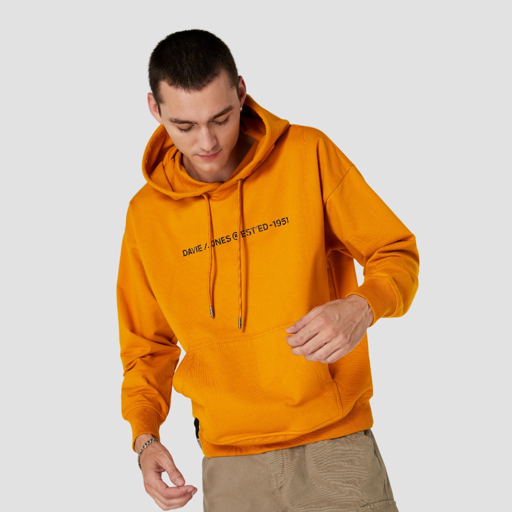 เสื้อฮู้ดมีหมวก DAVIE JONES เสื้อฮู้ด โอเวอร์ไซส์ สีเหลือง Pullover Hoodie in yellow PU0015YE BK BR 