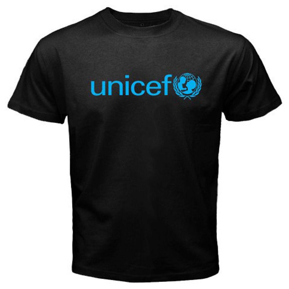Newเสื้อยืดผ้าฝ้าย 100% พิมพ์ลายโลโก้ unicef who สีดําS-5XL