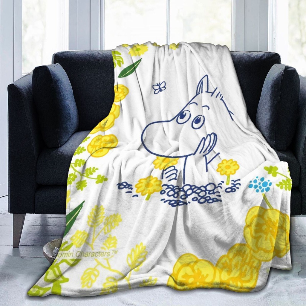 Moomin ผ้าห่มขนแกะไมโคร นุ่มพิเศษ พิมพ์ลาย แฟชั่น ให้ความอบอุ่น สําหรับเตียง โซฟา