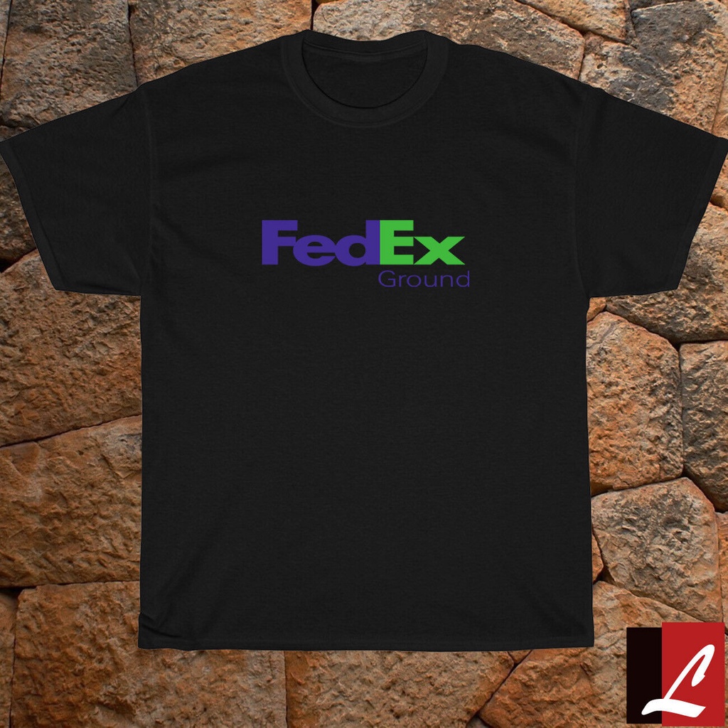 เสื้อยืด ใหม่ เสื้อยืด ลายโลโก้พื้น Fedex Blacknavy S5Xl
