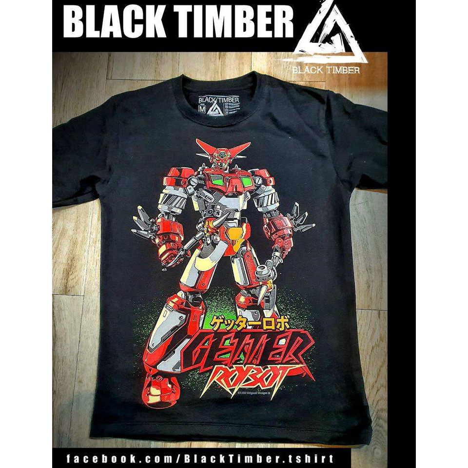 BT 152 Getter Robot เสื้อยืด สีดำ BT Black Timber T-Shirt ผ้าคอตตอน สกรีนลายแน่น S-5XL