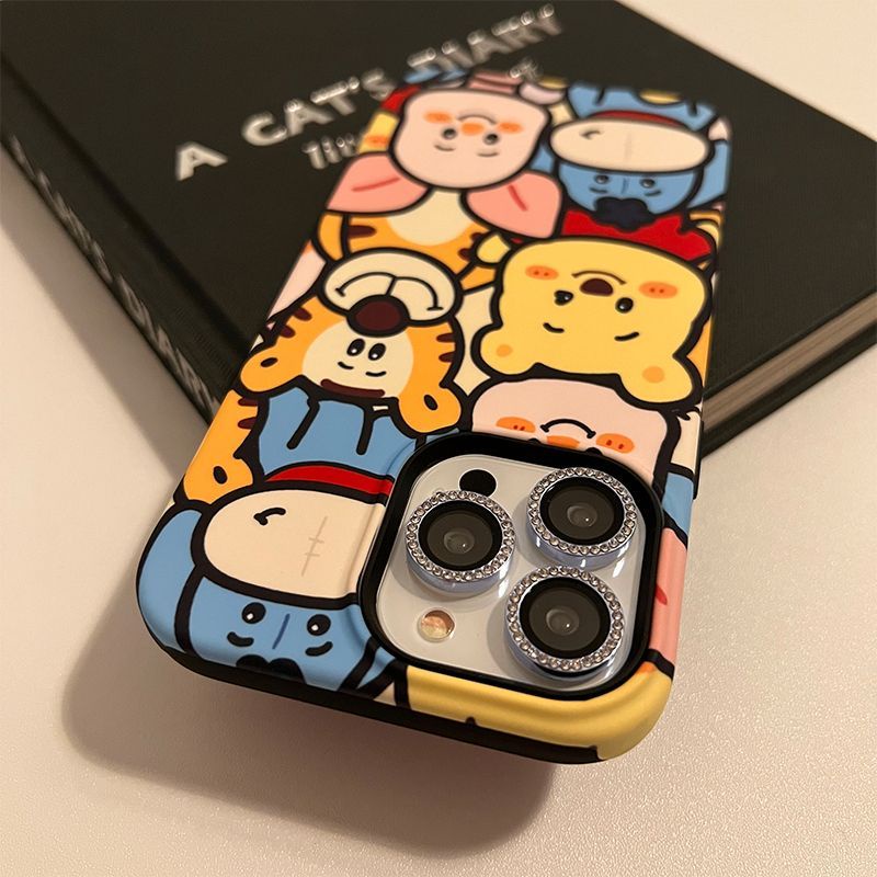 เคสโทรศัพท์มือถือ แบบสองชั้น ลายหมีพูห์ สําหรับ iPhone11 12 13 14 15 12Promax 13Promax 14Pro 14Promax X XS XR LFB9