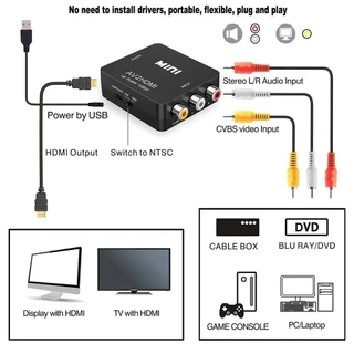 Av2hdmi ตัวแปลงสาย หัวแปลง AV To HDMI Converter (1080P) ตัวแปลงสัญญาณภาพและเสียงจาก AV เป็น HDMI / RCA To HDMI / D-PHONE