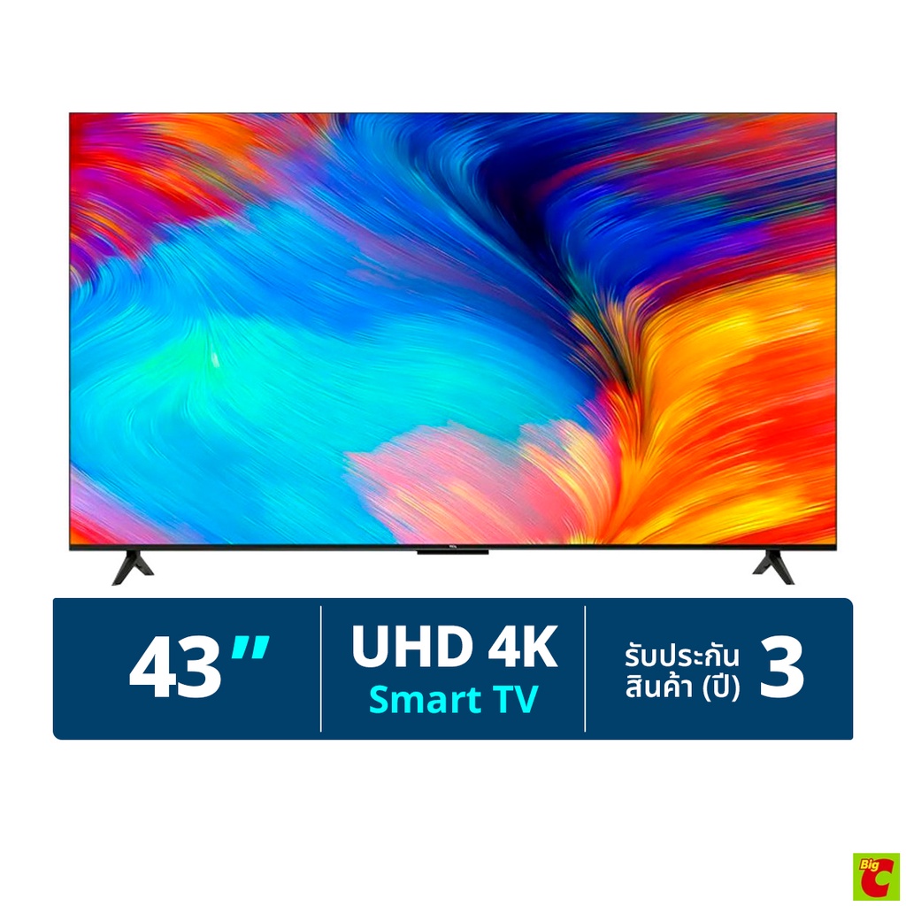 [ส่งฟรี] TCL ทีซีแอล ยูเอชดี ทีวี รุ่น 43P637 ADR ขนาด 43 นิ้ว สีดำ