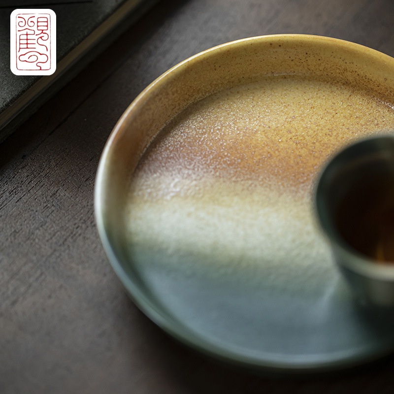 [Guanyun] แผ่นฟองแห้งทําด้วยมือหินห้าสีเลียนแบบหม้อเซรามิกเผาไม้เฉิงเตาเผาโบราณไปยัง Multi-Purpo