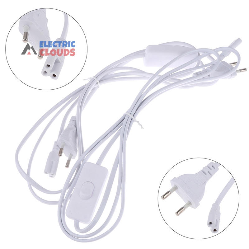 【ก้อนเมฆไฟฟ้า】สายเคเบิลปลั๊ก Eu 1.8 เมตร สําหรับ T5 LED T8