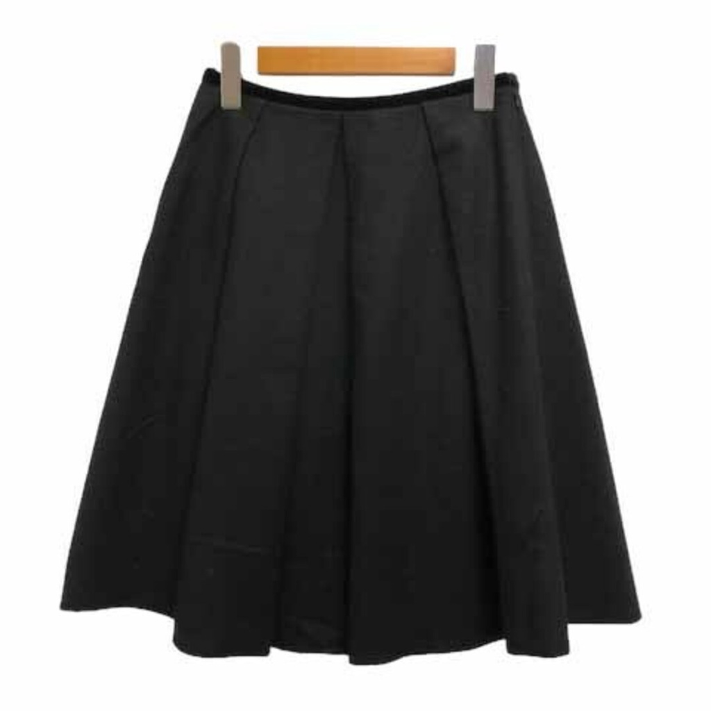 Claysus CLATHAS Skirt Tuck Flare Knee Length Solid 36 Black Direct from Japan Secondhand