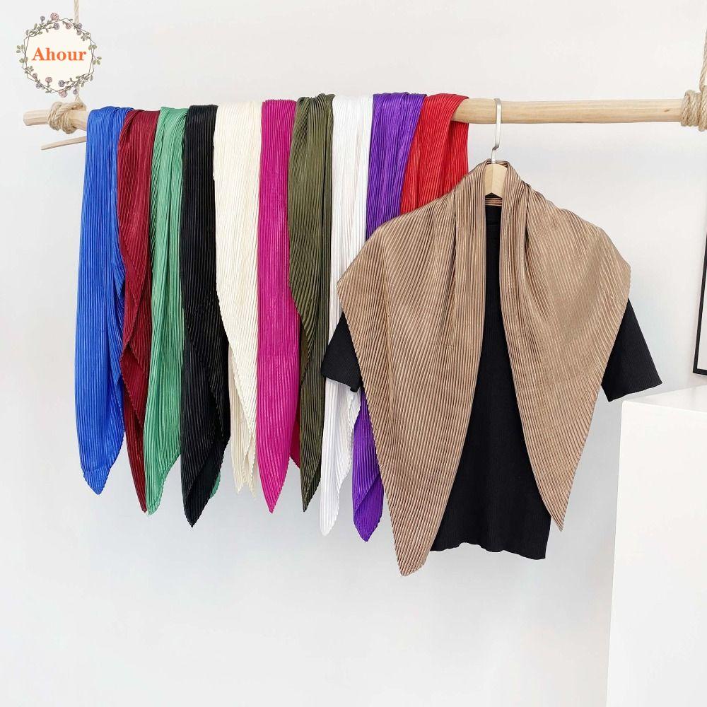 Ahour ผ้าพันคอ ผ้าซาติน ผ้าไหม หัวจีบ 90 ซม. สีแคนดี้ หรูหรา กันแดด ผ้าพันคอคอสี่เหลี่ยม นิ่ม สําหรับสุภาพสตรี / เด็กผู้หญิง