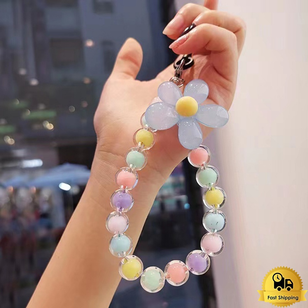 สร้อยข้อมือเคสโทรศัพท์มือถือ สวยงาม โซ่โทรศัพท์ คริสตัล โซ่โทรศัพท์มือถือ ลูกปัด พวงกุญแจ สร้อยข้อมือ แฟชั่น กลิตเตอร์
