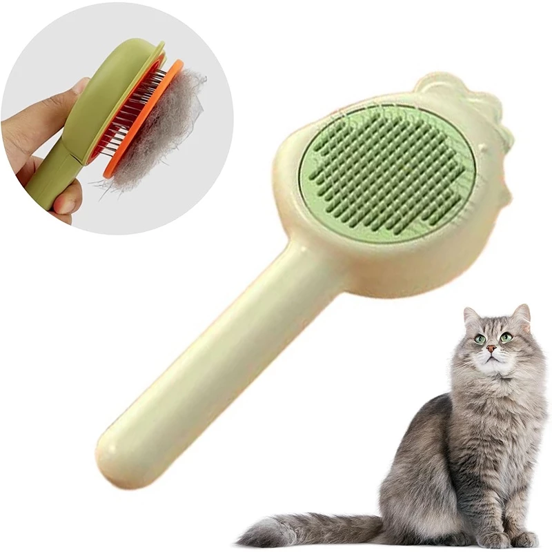 หวีกำจัดขน หวีแปรงขนสัตว์ แมว มีปุ่มดันขนออก Pet Brushes