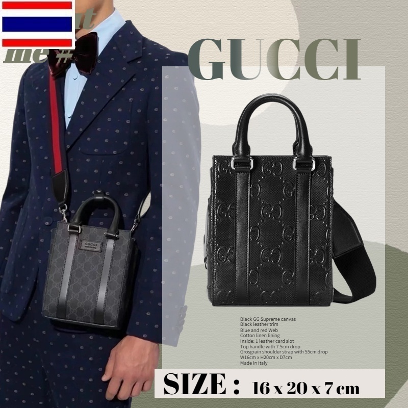 กุชชี่ แท้ / Gucci GG Supreme mini tote bag บุรุษ/กระเป๋าถือ WN74 FF2R