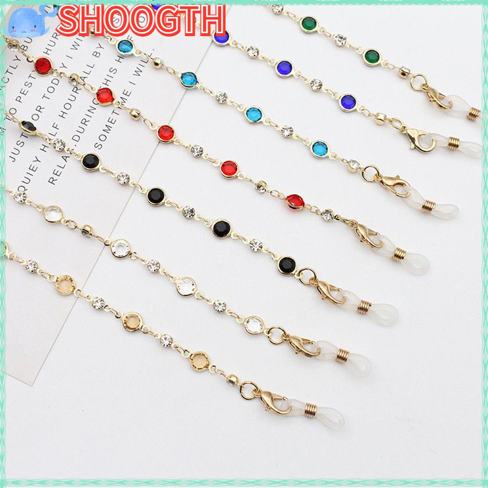Shoogth สายโซ่คล้องแว่นตา แบบยาว ประดับคริสตัล สําหรับผู้ชาย และผู้หญิง