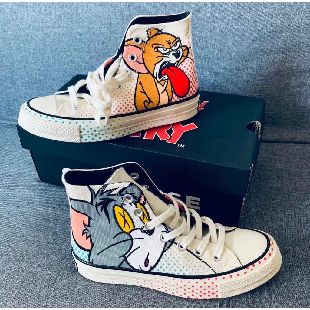 Converse Chuck Taylor All Star 1970s Tom &amp; Jerry รองเท้าผ้าใบคุณภาพสูงสำหรับผู้ชายและผู้หญิง  กีฬา
