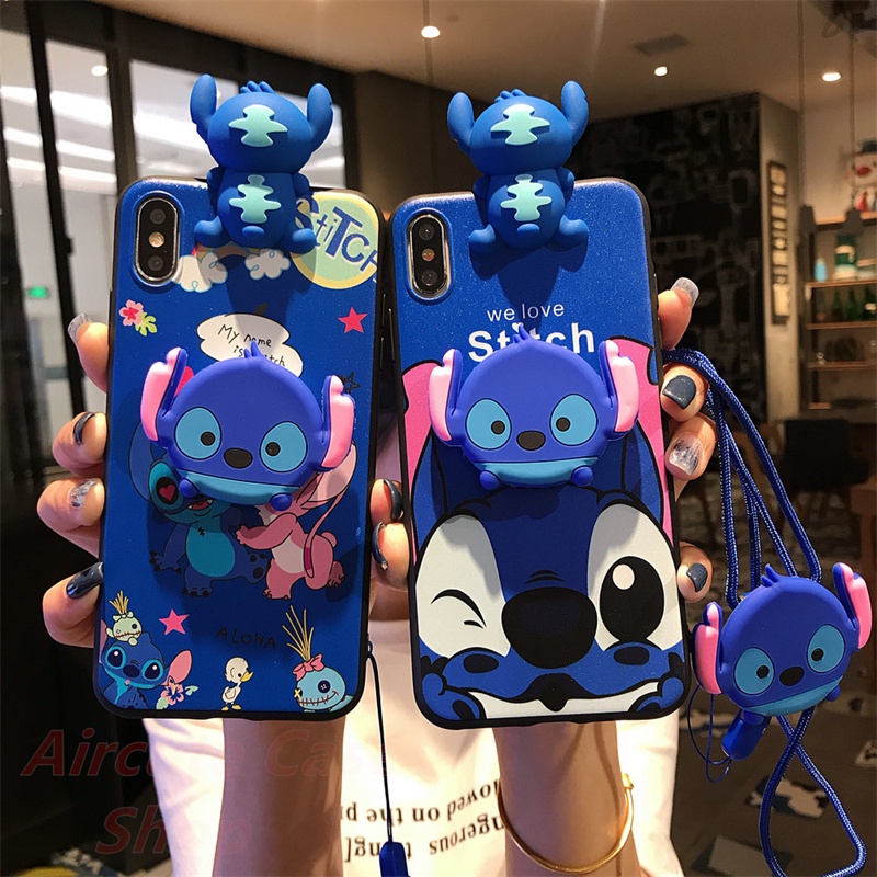 เคส Huawei Y9 Y9S Y7A Y7 P30 Nova 3i 5T 9 10 SE Y70 Y61 Nova3i Nova5T Nova9 Nova10 NovaY70 NovaY61 Pro Prime 2019 2020 Cartoon Stitch Soft Case With Stand Lanyard
