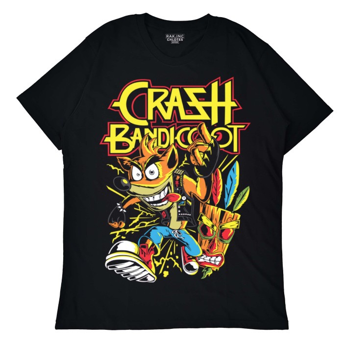 ขายดี Baju Hitam Pria Kaos CRASH BANDICOT T-shirt Distro Vidio Games S-5XL