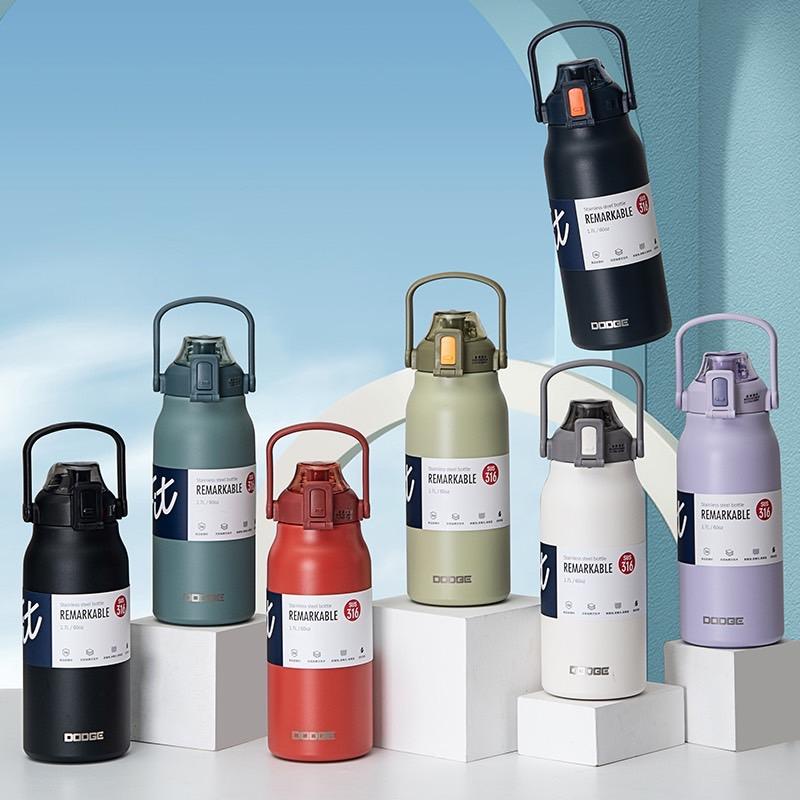 DODGE กระบอกน้ำสแตนเลส กระติกน้ำเก็บความร้อนเเละเย็นขนาด 900ml/1300ml/1700ml (ของแท้)