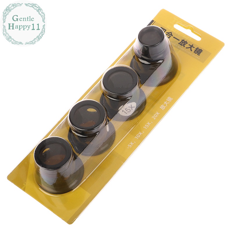 Gentlehappy 4 ชิ้น/เซ็ต Eye Loupe แว่นขยาย 5x/10/15x/20x นาฬิกาซ่อมเครื่องมือชุดเครื่องประดับ Loupe แว่นขยาย Magnifiying แก้วช่างซ่อมนาฬิกาเครื่องมือ TH