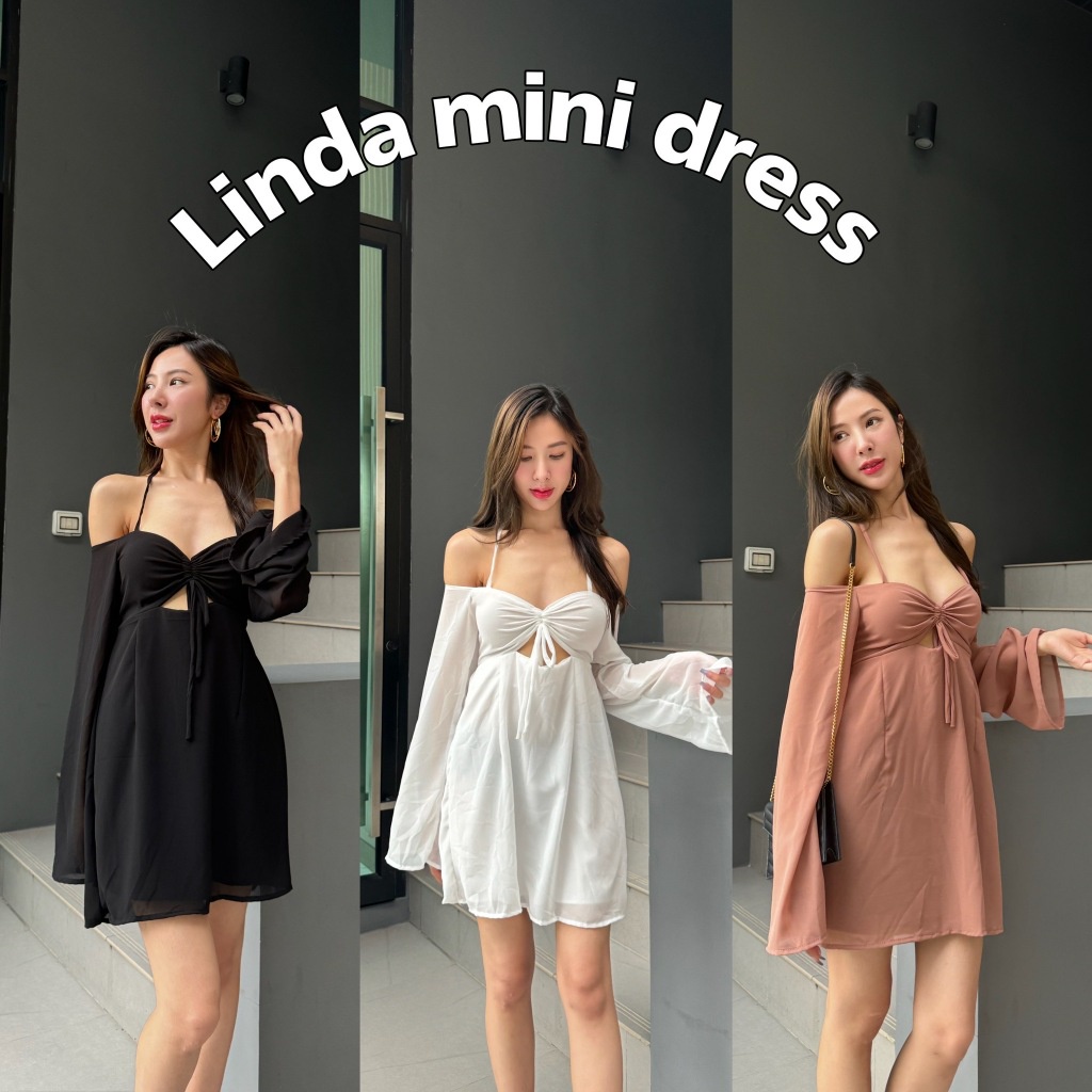 linda mini dress มินิเดรสผูกคอ ต่อแขน
