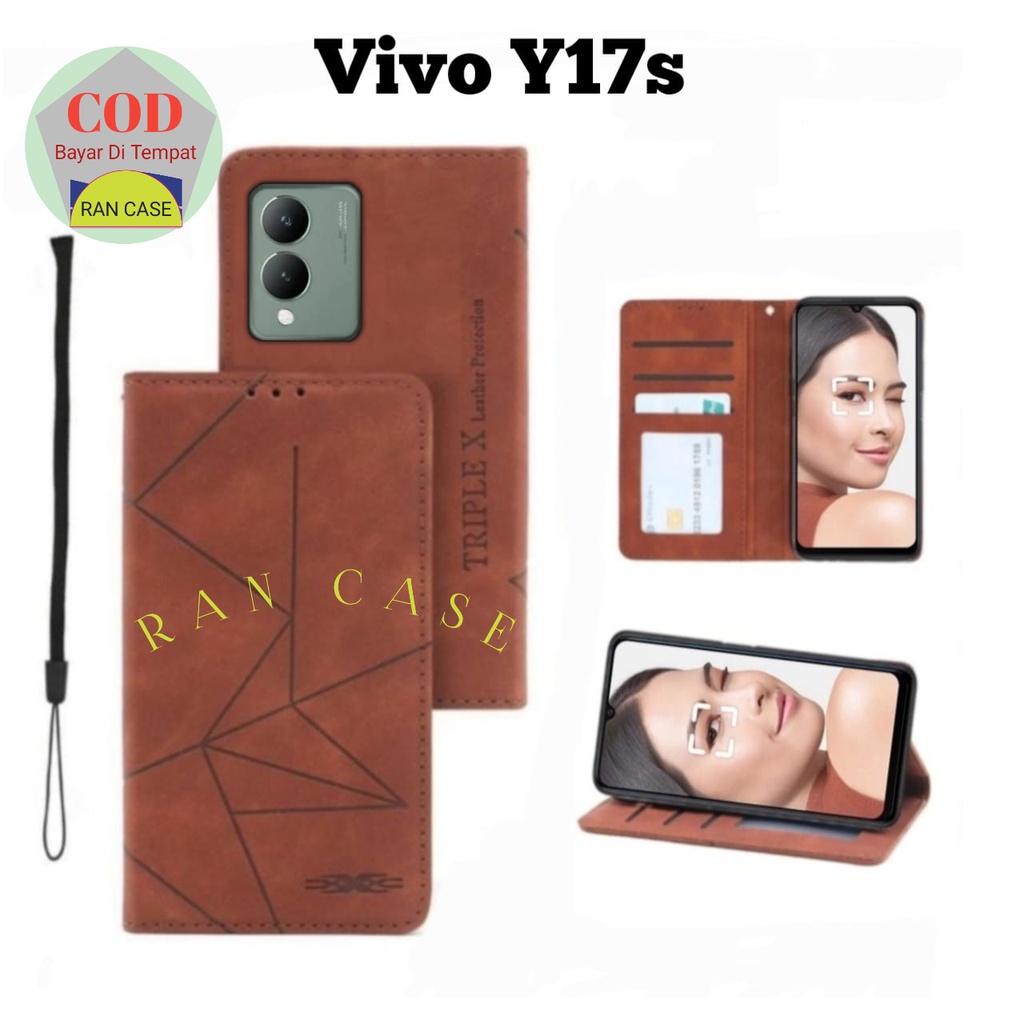 HP VIVO Y17s V2310 CASE LEATHER WALLET FLIP COVER MAGNET พร้อมปุ่มเปิด-CLOSE CASE