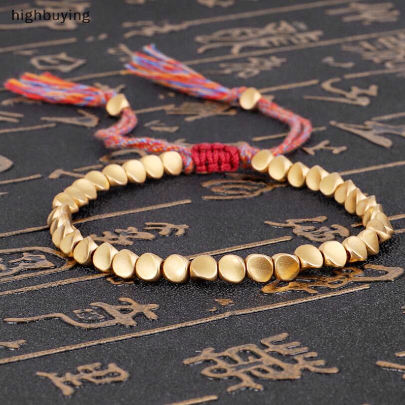[highbuying] ทิเบต ถัก นิตติ้ง ทองแดง ลูกปัด โชคดี เชือก สร้อยข้อมือ กําไลข้อมือ เครื่องประดับ Unisex พร้อมส่ง