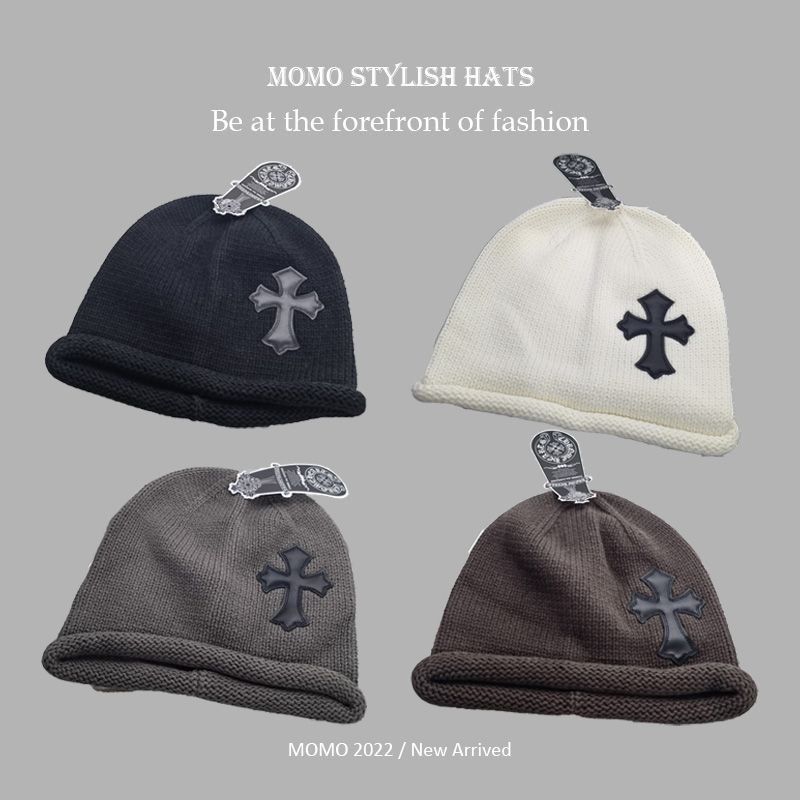 Chrome Hearts หมวก ผ้าวูล ลายหัวใจ สีดํา แฟชั่นฤดูใบไม้ร่วง และฤดูหนาว สําหรับผู้ชาย และผู้หญิง