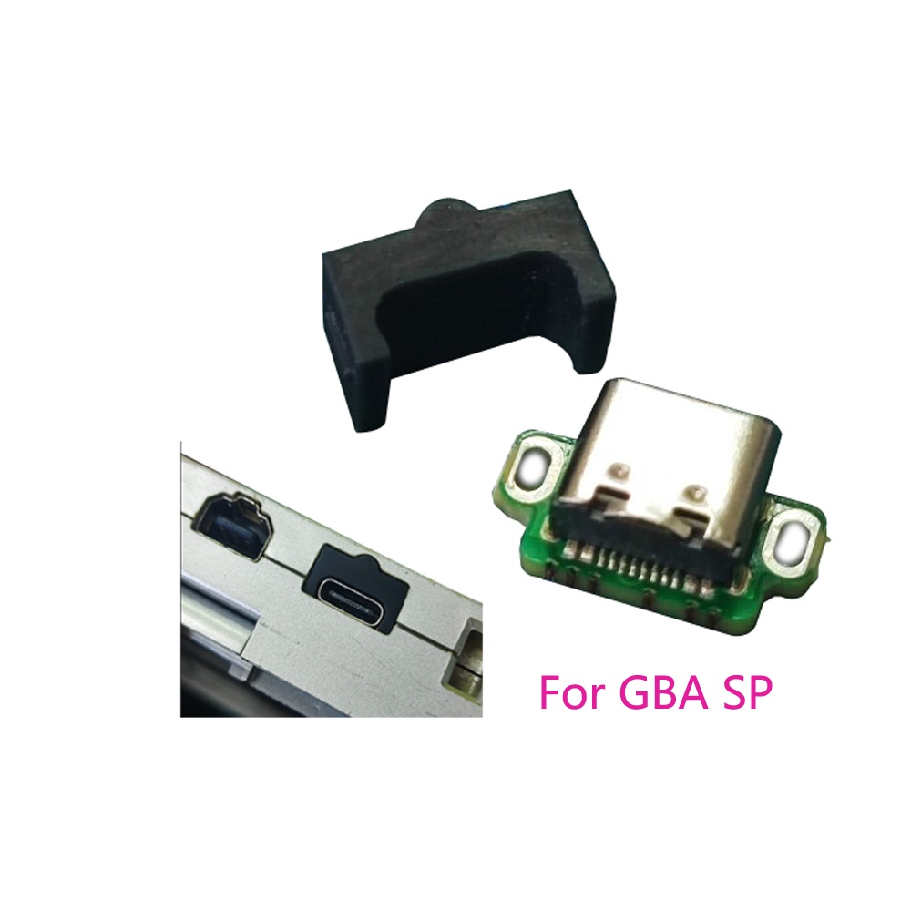 Nslikey พอร์ตชาร์จพาวเวอร์ อุปกรณ์เสริม พร้อมตัวยึด สําหรับ GBA SP Type C usb C