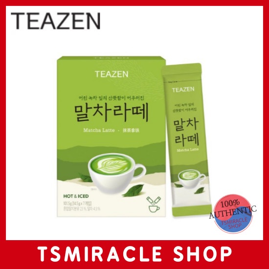 Teazen Matcha Latte Powder 7 Sticks Cafe Green Tea Latte