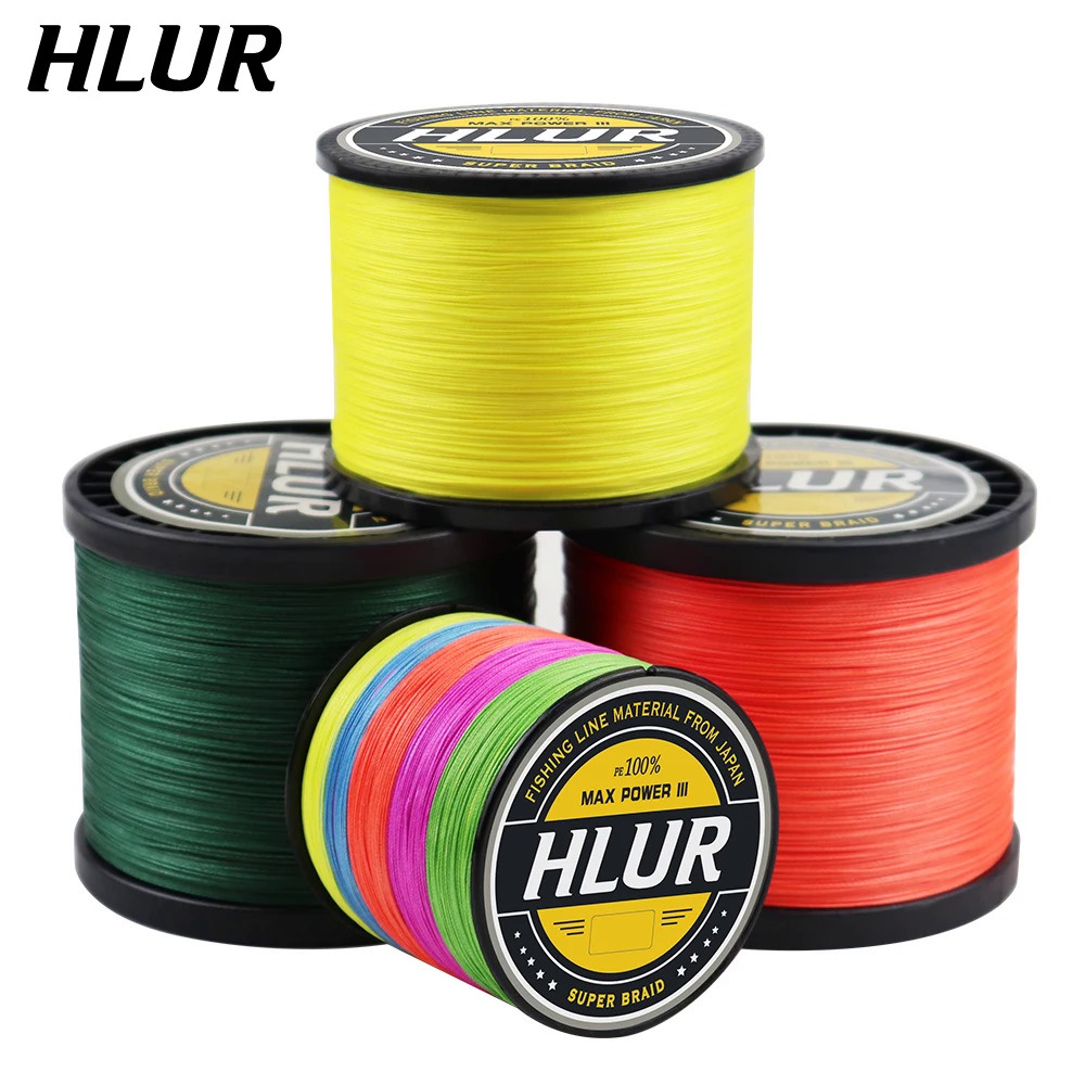 Hlur สายเอ็นตกปลา PE แบบถัก 100% 8 เส้น 300 500 1000 ม. แข็งแรง 20-88 ปอนด์