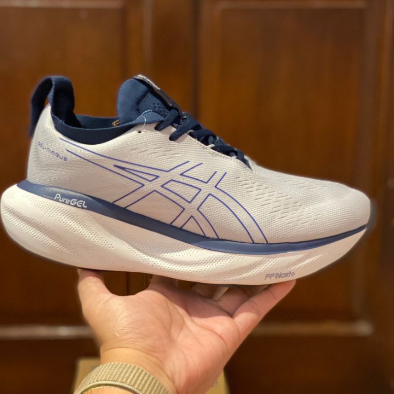 ASICS GEL NIMBUS 25 รองเท้าผ้าใบสีเทาน้ำเงิน แฟชั่น