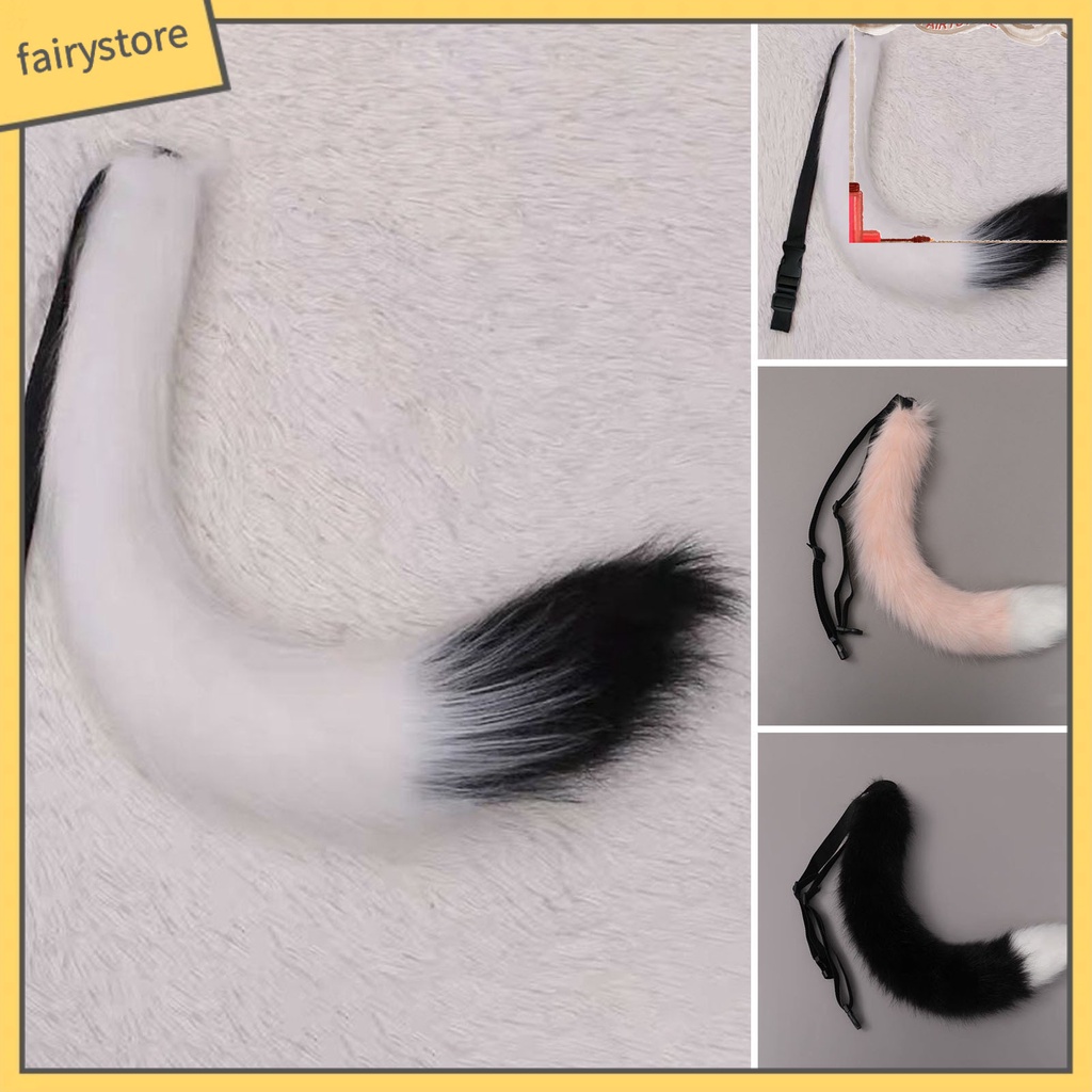 สไตล์ญี่ปุ่นfaux Fox Tailปรับเข็มขัดประดิษฐ์แมวหางFurry Tail Faux Fur Tailคอสเพลย์เครื่องแต่งกายProps