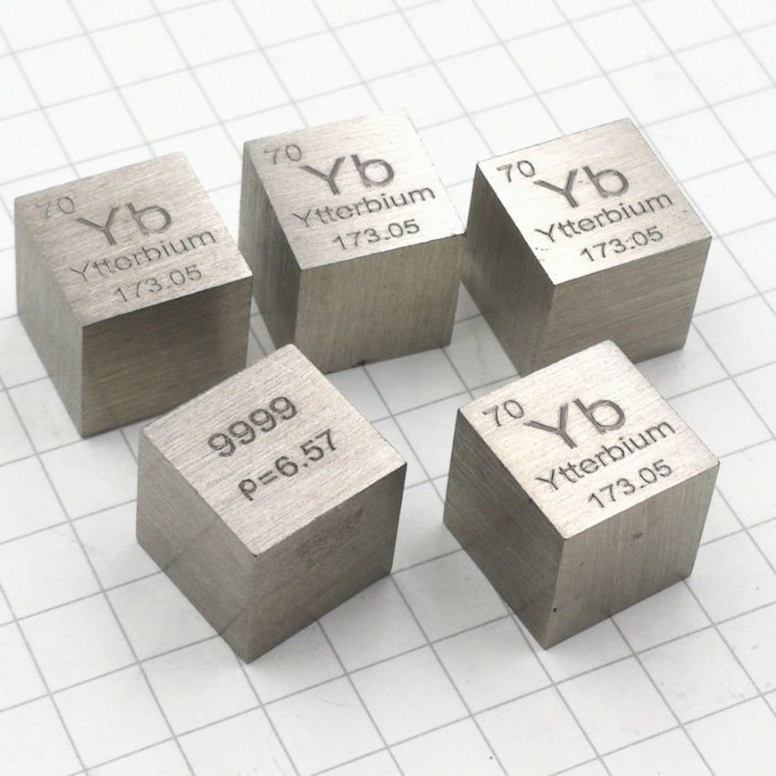4N ความบริสุทธิ์สูง ytterbium การกลั่นโลหะ ytterbium องค์ประกอบ10มม. Yb99.99