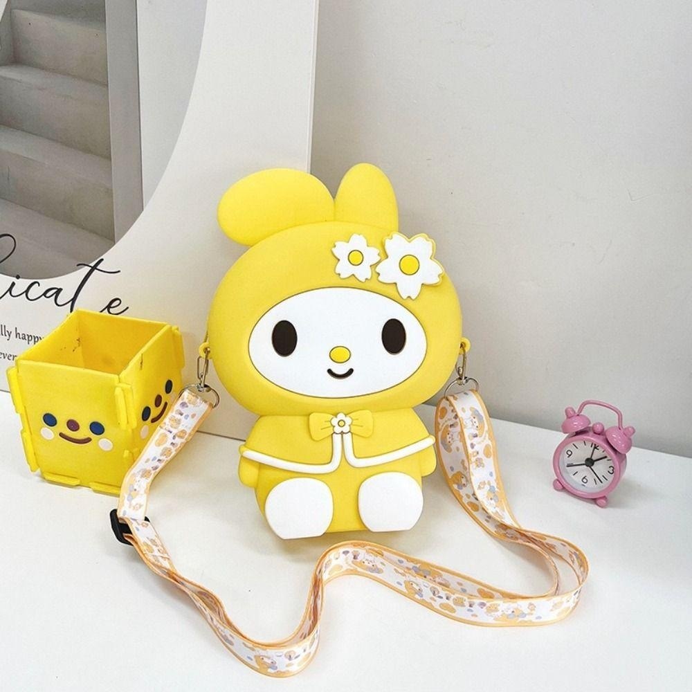 DSLONG Mini Crossbody Bag, Flower Rabbit Princess Small Bags, Cute Silicone Cartoon Shoulder Bag Girls