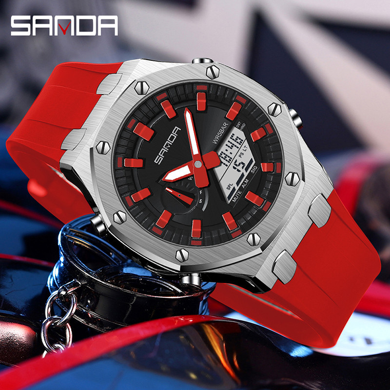 Sanda Oak นาฬิกาข้อมืออิเล็กทรอนิกส์ กันน้ํา อเนกประสงค์ สําหรับผู้ชาย SD3309-6