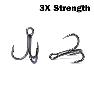 Outkit 10 ชิ้น 3x BLOOD SLOT Strong Super Sharp รอบ Treble Hook Antirust เหล็กคาร์บอนสูง 10-18 # Treble Hooks Fishing Tackle